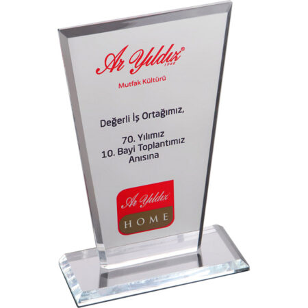 6803 kristal plaket 12 x 21 cm