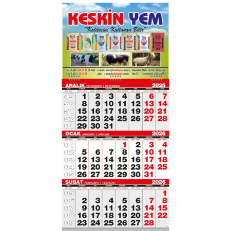 3365- Küçük Boy Gemici Takvim - 31 x 63 cm