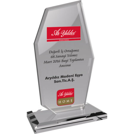 6801 - Kristal Plaket 12 x 21 cm