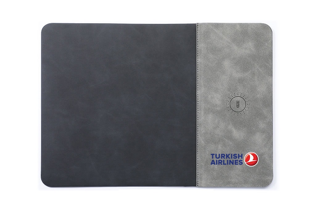 5816 - 15W Kablosuz Hızlı Şarj Özellikli Deri Mouse Pad - Görsel 3