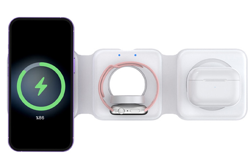 5814 - Katlanabilir Manyetik Çoklu Kablosuz Şarj Standı - Görsel 7